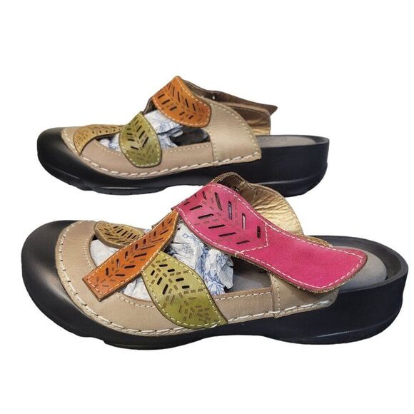 L'ARTISTE Jexa Grym Multi Colored Leather Clogs (Size 7) - Picture 4 of 9